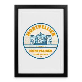 Montpellier Vintage City Logo Sticker - Framed poster (27 × 37 cm) - black - Front