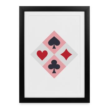 Couleurs de cartes à jouer vintage - Affiche encadrée (27 × 37 cm) - noir - Devant