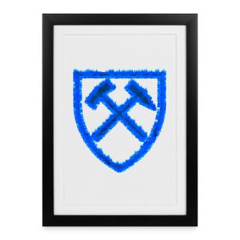 Hammer and mallet mining Schalke coal gift - Framed poster (27 × 37 cm) - black - Front