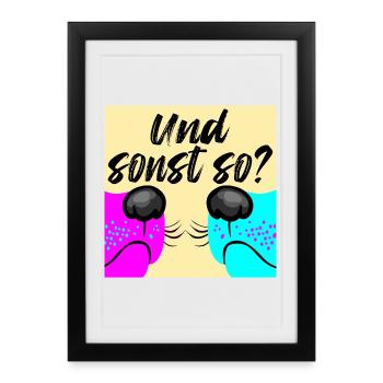 Hunde Gassi Gespräche - Hundewelpen lustig - Gerahmtes Poster (27 × 37 cm) - Schwarz - Vorne