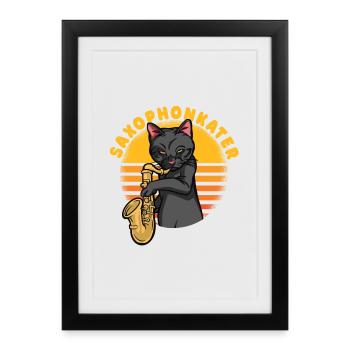 Gueule de bois du saxophone - Affiche encadrée (27 × 37 cm) - noir - Devant