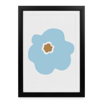 Flower Flower Power Enfants scandinaves Flower Blue - Affiche encadrée (27 × 37 cm) - noir - Devant