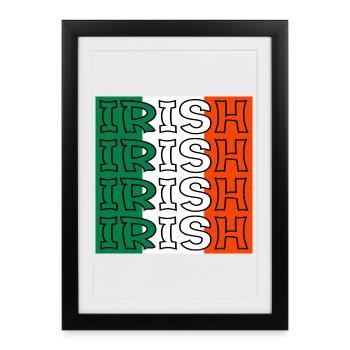 DRAPEAU IRLANDAIS - IRLANDE - IRLANDE - EUROPE - Affiche encadrée (27 × 37 cm) - noir - Devant