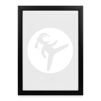 Ninja Kampfsport Symbol Kämpfer Logo icon Cartoon - Gerahmtes Poster (27 × 37 cm) - Schwarz - Vorne