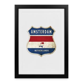 Amsterdam Netherlands coat of arms design - Framed poster (27 × 37 cm) - black - Front