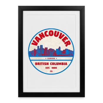Vancouver Skyline Retro Badge Canada - Framed poster (27 × 37 cm) - black - Front