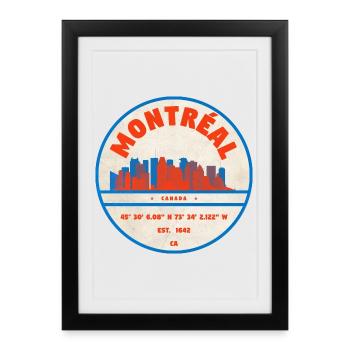 Montréal Canada Skyline Emblem Design - Framed poster (27 × 37 cm) - black - Front
