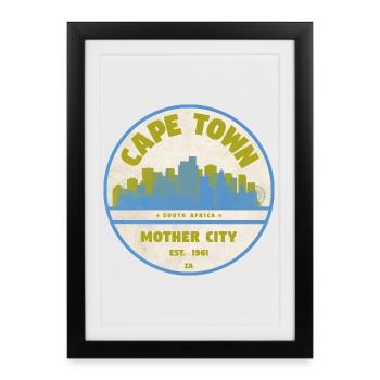 Emblème vintage de la Skyline du Cap - Affiche encadrée (27 × 37 cm) - noir - Devant