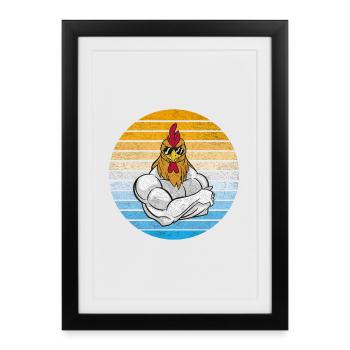 Chicken with cool vintage sunglasses - Framed poster (27 × 37 cm) - black - Front