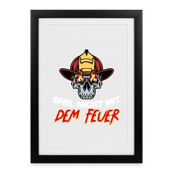 Feuerwehrhelm Feuerwehr Statement Feuer Retter - Gerahmtes Poster (27 × 37 cm) - Schwarz - Vorne