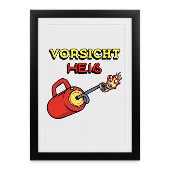 Feuerwehr Feuer Statement Brennen Brandschutz - Gerahmtes Poster (27 × 37 cm) - Schwarz - Vorne