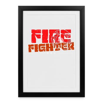 Professional fire brigade slogan fire protection fire brigade - Framed poster (27 × 37 cm) - black - Front