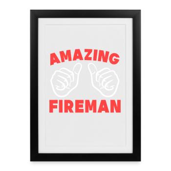 Fire brigade Professional fire brigade Statement Firefighter - Framed poster (27 × 37 cm) - black - Front