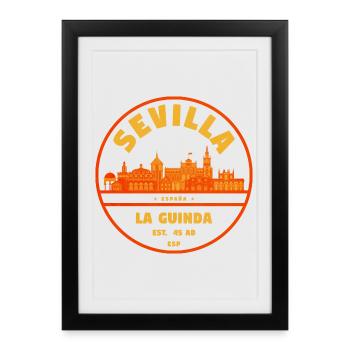 Emblème de la ligne d’horizon de Séville - Affiche encadrée (27 × 37 cm) - noir - Devant