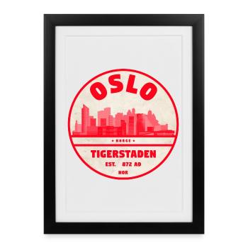 Oslo Tigerstaden Skyline Emblem - Framed poster (27 × 37 cm) - black - Front