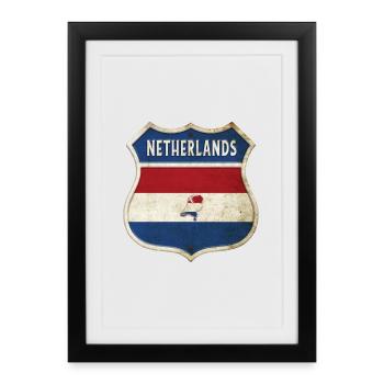 Design du drapeau des Pays-Bas - Affiche encadrée (27 × 37 cm) - noir - Devant
