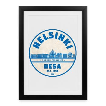 Helsinki Skyline Emblem 1550 - Framed poster (27 × 37 cm) - black - Front