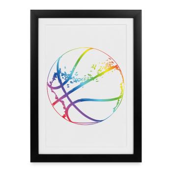 Croquis de basket-ball - Affiche encadrée (27 × 37 cm) - noir - Devant