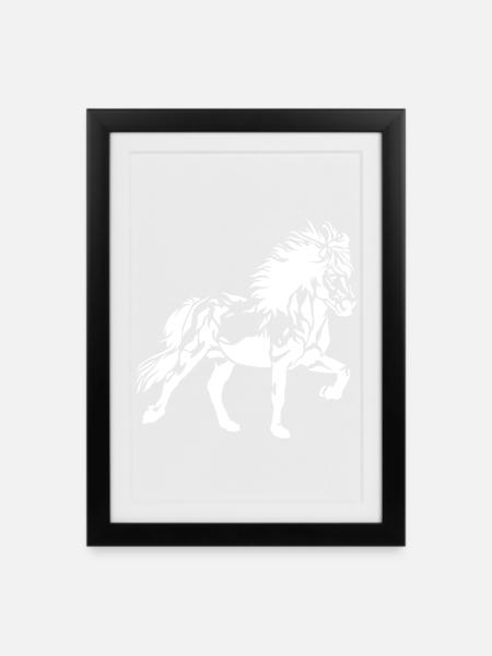 Edles Islandpferd im Tölt Damen Mädchen Kinder Isi - Gerahmtes Poster (27 × 37 cm) - Schwarz