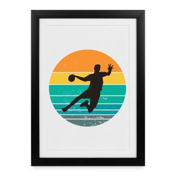 handball, fan de handball, jouer au handball - Affiche encadrée (27 × 37 cm) - noir - Devant