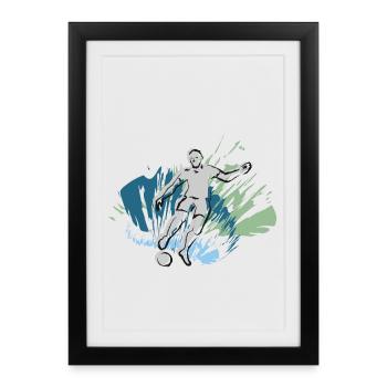 Design cool pour toute l’équipe de football - Affiche encadrée (27 × 37 cm) - noir - Devant
