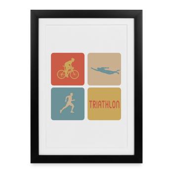 Design sportif pour le triathlon - Affiche encadrée (27 × 37 cm) - noir - Devant