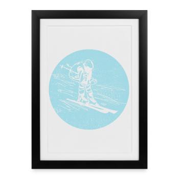 Ski - Vacances au ski et ski rétro - Affiche encadrée (27 × 37 cm) - noir - Devant