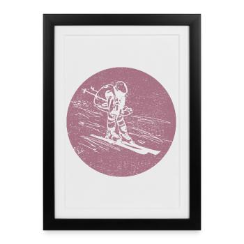 Ski - Vacances au ski et ski rétro - Affiche encadrée (27 × 37 cm) - noir - Devant