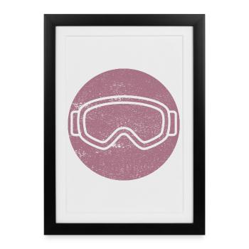 Ski - Vacances au ski et ski rétro - Affiche encadrée (27 × 37 cm) - noir - Devant