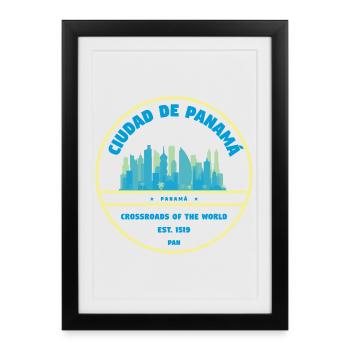 Emblème de la ligne d’horizon de Panama City - Affiche encadrée (27 × 37 cm) - noir - Devant