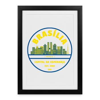 Brasilia Skyline Emblem - Framed poster (27 × 37 cm) - black - Front