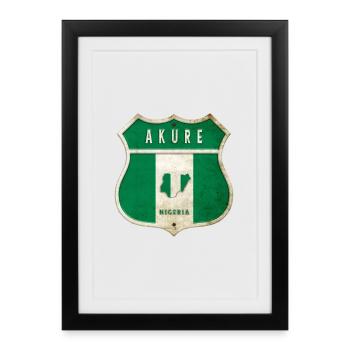 Design du drapeau d'Akure Nigeria - Affiche encadrée (27 × 37 cm) - noir - Devant