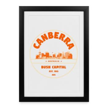 Canberra Skyline Badge - Framed poster (27 × 37 cm) - black - Front