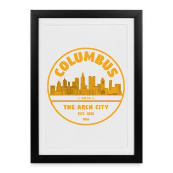 Silhouette de la ville de l’Arch de Columbus - Affiche encadrée (27 × 37 cm) - noir - Devant