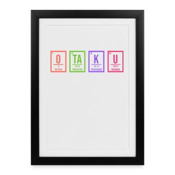 Otaku Pop Culture Manga Anime Kanji Disant Japonais - Affiche encadrée (27 × 37 cm) - noir - Devant