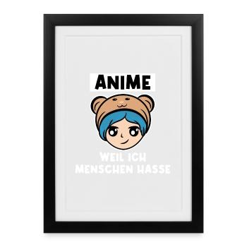 Zeichentrick Cosplay Statement Anime Manga Comic - Gerahmtes Poster (27 × 37 cm) - Schwarz - Vorne