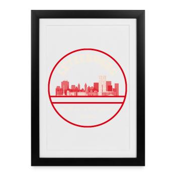 Emblème de la skyline luxembourgeoise avec coordonnées - Affiche encadrée (27 × 37 cm) - noir - Devant