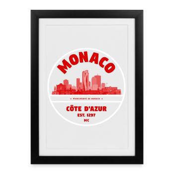 Insigne de la Skyline de Monaco Côte d’Azur - Affiche encadrée (27 × 37 cm) - noir - Devant