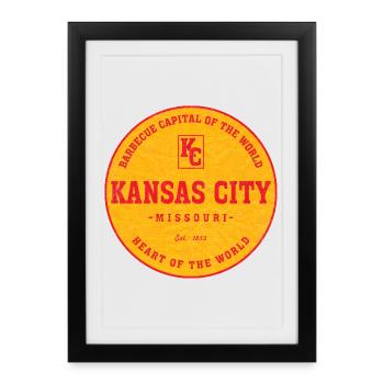 Kansas City BBQ Emblem Circle - Framed poster (27 × 37 cm) - black - Front