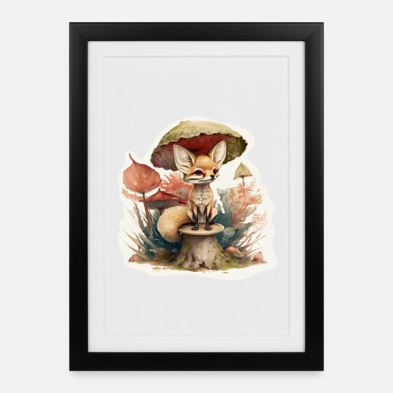 Süßer Wüstenfuchs - Gerahmtes Poster (27 × 37 cm) - Schwarz