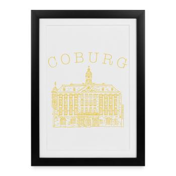 Coburg, Hôtel de ville historique, Bavière, Allemagne - Affiche encadrée (27 × 37 cm) - noir - Devant