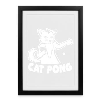 Chat de ping-pong - Affiche encadrée (27 × 37 cm) - noir - Devant