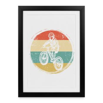 Cercle de motards rétro BMX - Affiche encadrée (27 × 37 cm) - noir - Devant