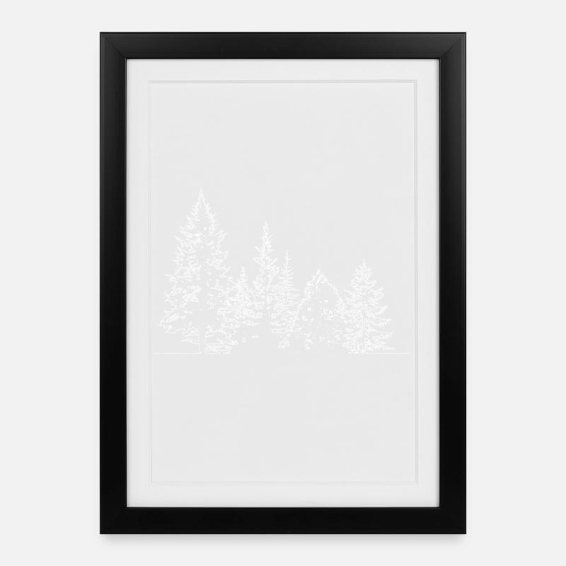 Winter Forest Silhouette Print - Framed poster (27 × 37 cm) - black
