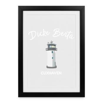 Phare Dicke Berta, Cuxhaven, Mer du Nord - Affiche encadrée (27 × 37 cm) - noir - Devant