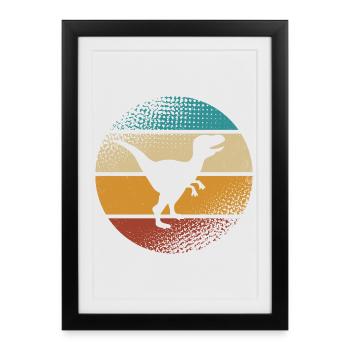 Velociraptor Dino Dinosaures - Affiche encadrée (27 × 37 cm) - noir - Devant