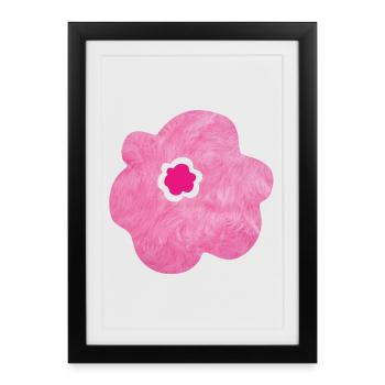 Fleur Peluche Fluffy Girl Spring Rose Rose Rose - Affiche encadrée (27 × 37 cm) - noir - Devant