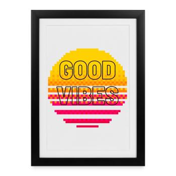 Positive attitude - Affiche encadrée (27 × 37 cm) - noir - Devant