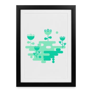 Le jardin de blob L Mint & Green - Affiche encadrée (27 × 37 cm) - noir - Devant