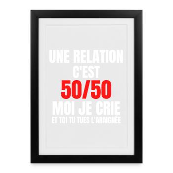 arachnophobe, peur des araignées, araignée - Affiche encadrée (27 × 37 cm) - noir - Devant
